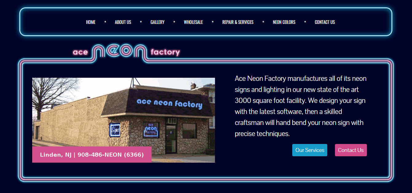 Ace Neon Factory new website