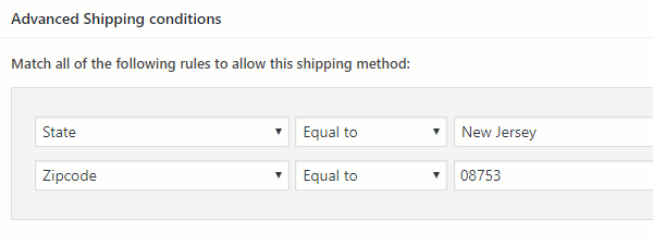 Advanced Shipping conditions